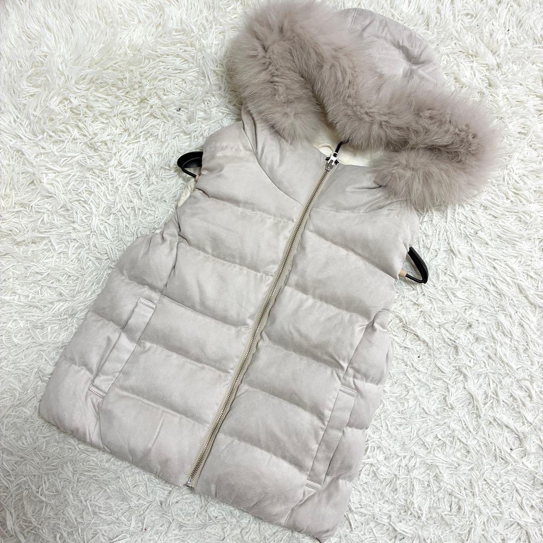 ANAYI✨良品　ダウンベスト　フォックスファー　フード　リバーシブル　きれカジ