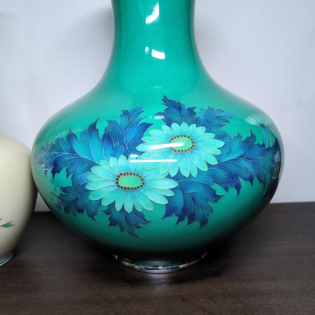 田村七宝工芸 花文 花瓶 2点セット