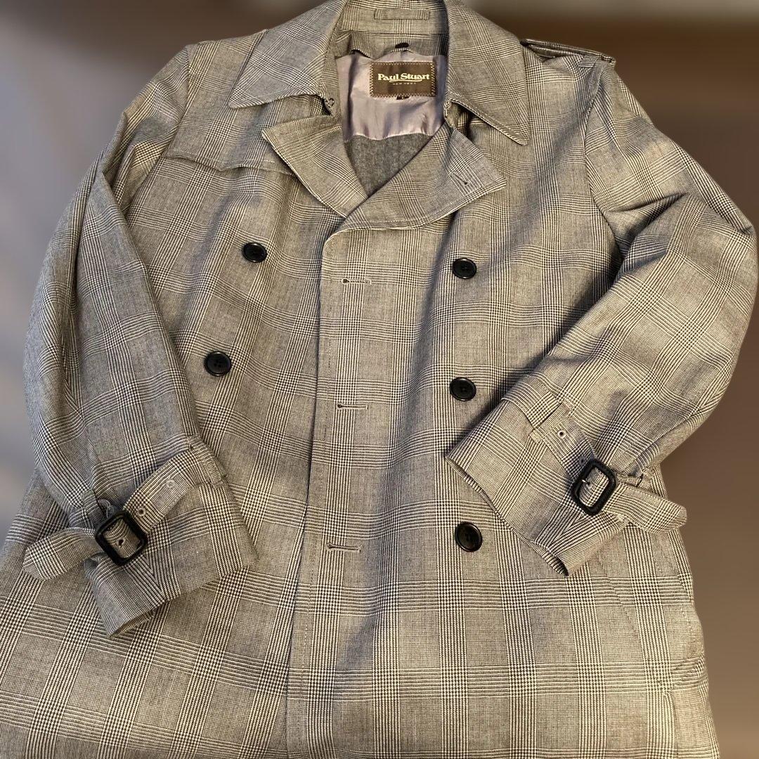 Paul Stuartグレー チェック トレンチコートL