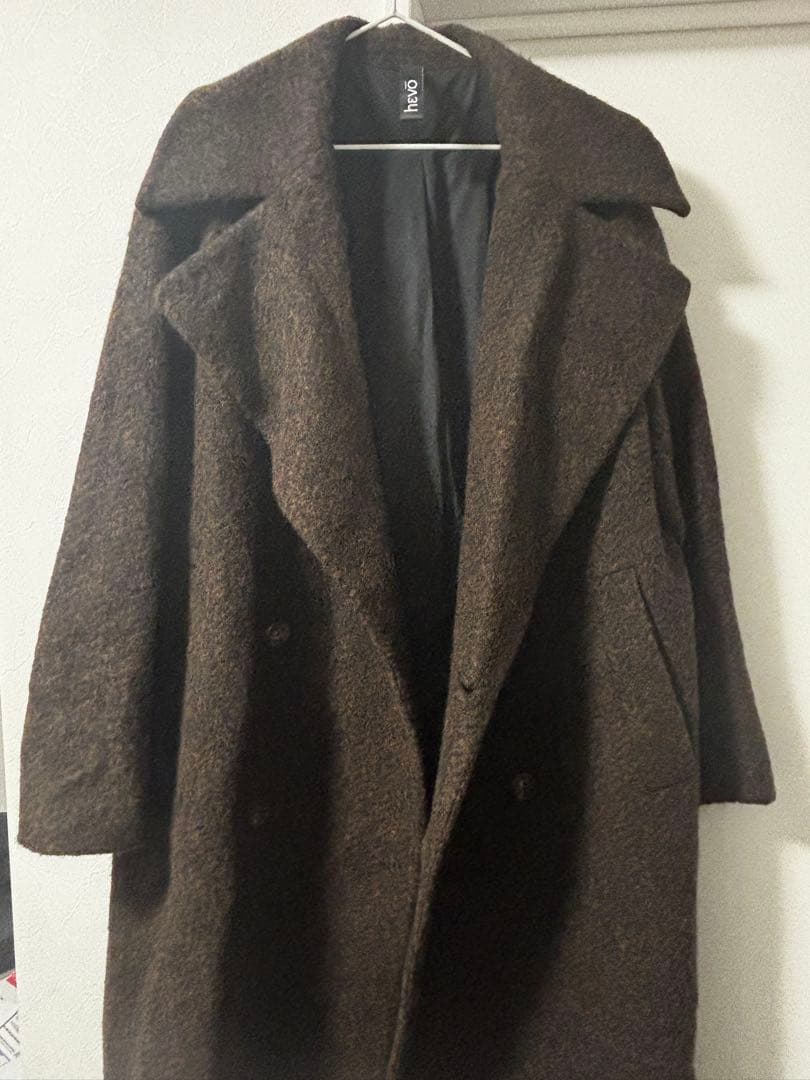 hevoブラウン ダブル チェスターコート