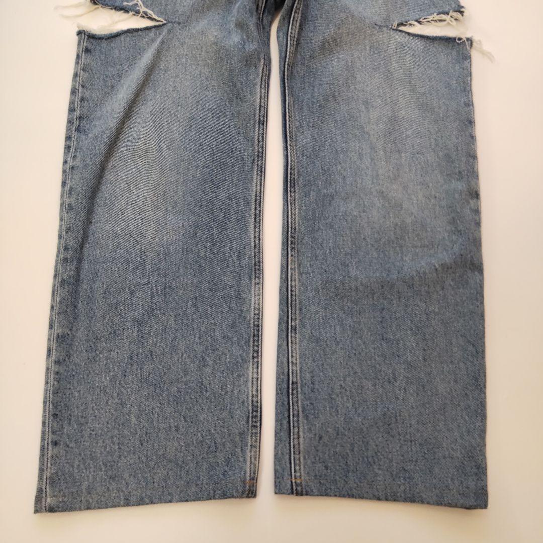 美品 メゾンマルジェラ スラッシュ デニム パンツ ダメージ加工 ブルー 38