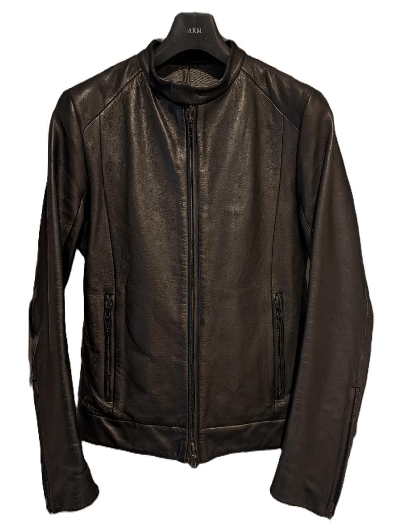 SHELLAC カウスキン 牛革 シングルライダース ジャケット 46 ブラック