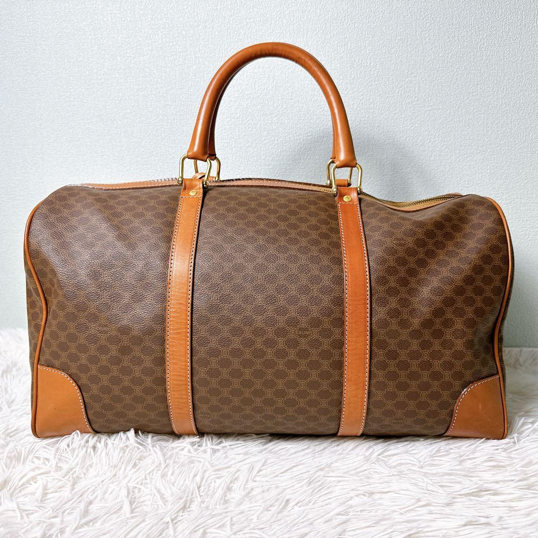 美品✨セリーヌ ボストンバッグ 大容量 マカダム柄 トリオンフ 鍵付き ハンド