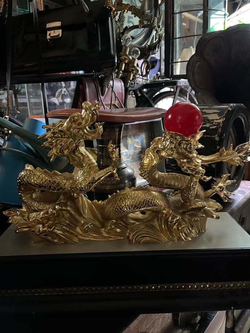 龍の置き物、金龍、50センチ、金色の龍、龍 24鍍金龍の置き物、