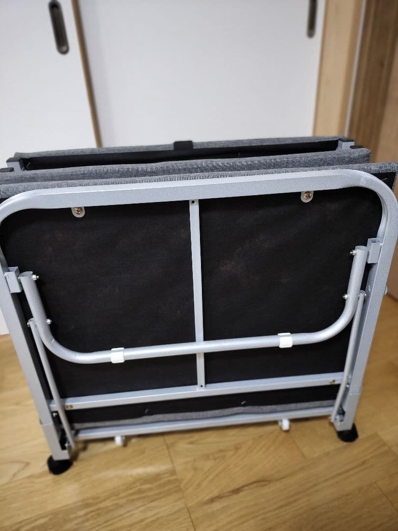折りたたみベッド グレー ファブリック 約180cm x 70cm