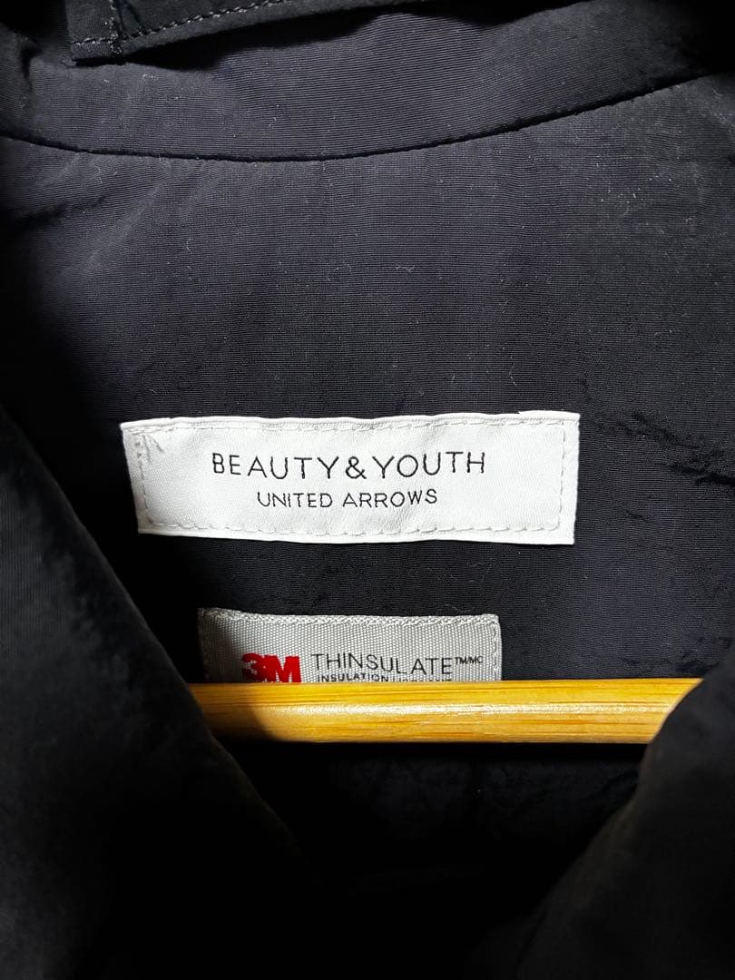 パデット ステンカラーコート ユナイテッドアローズ 中綿 ナイロン 黒 L M