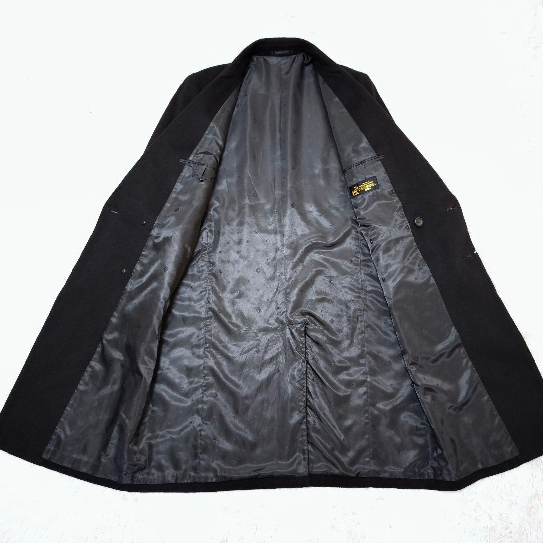 極美品 カシミヤ100% ダブルブレスト ロングチェスターコート黒オーバーサイズ