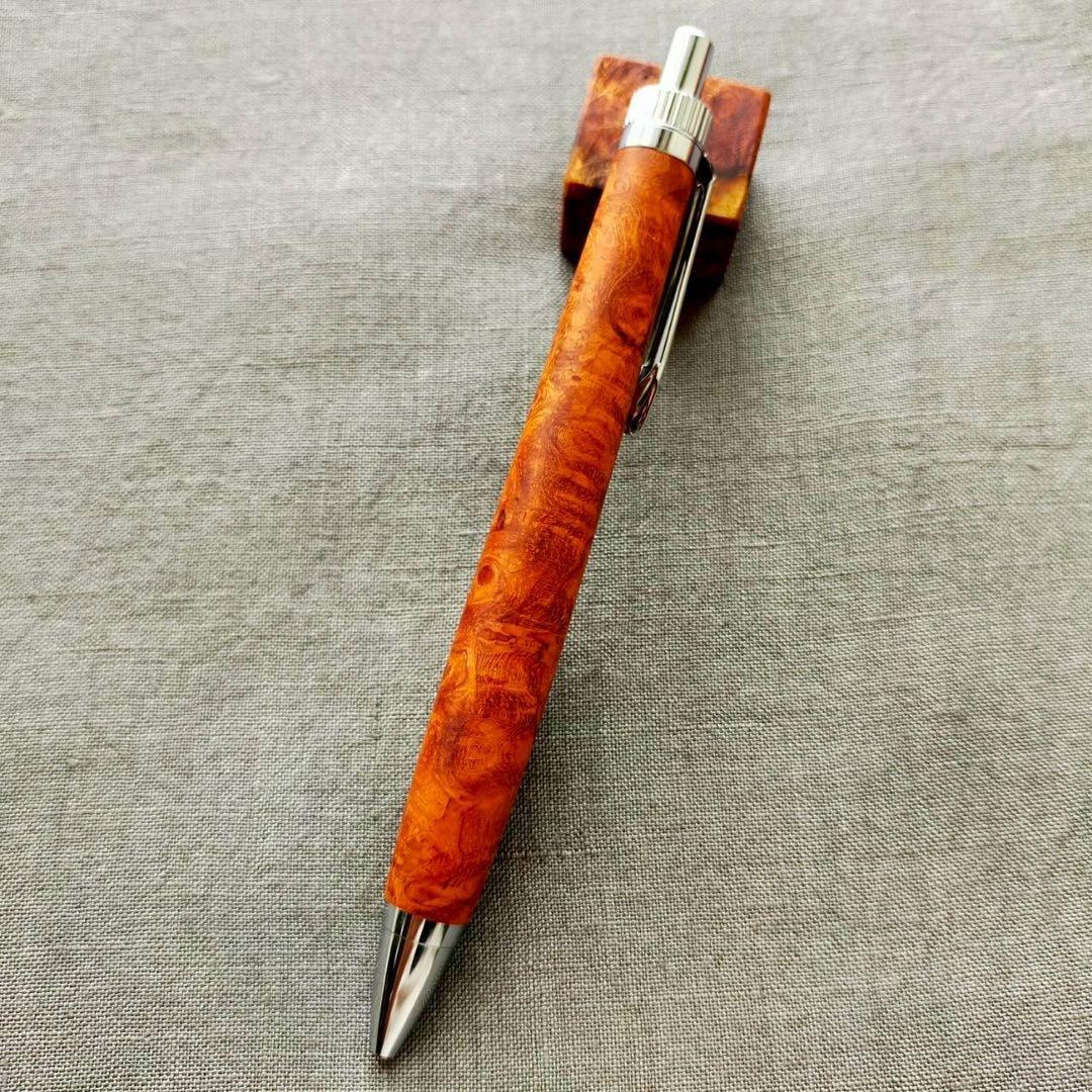 特上花梨瘤　ハンドメイド　木軸ボールペン　G2　天然木　シルバー