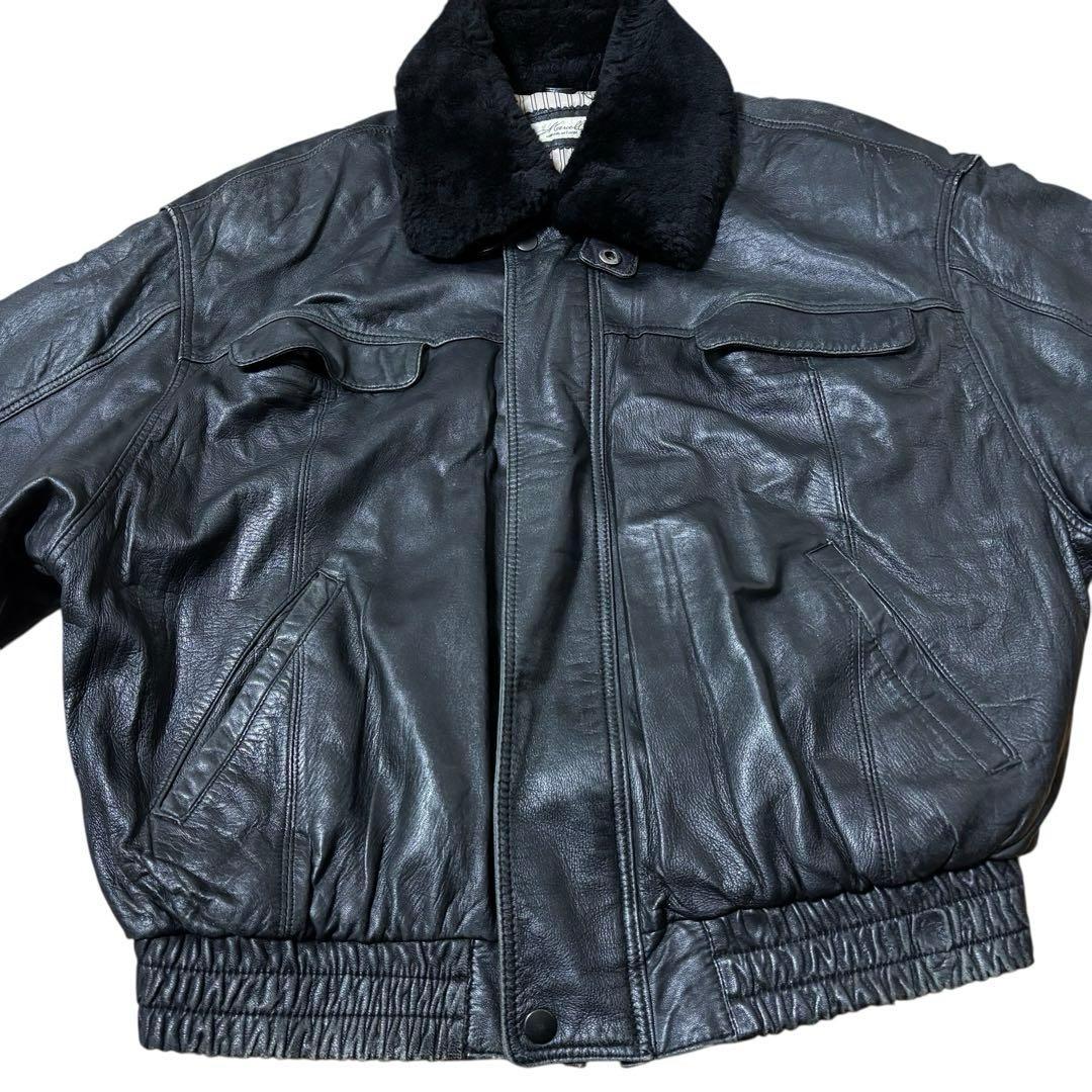 vintage G-1 Leather boa flight jacket 黒