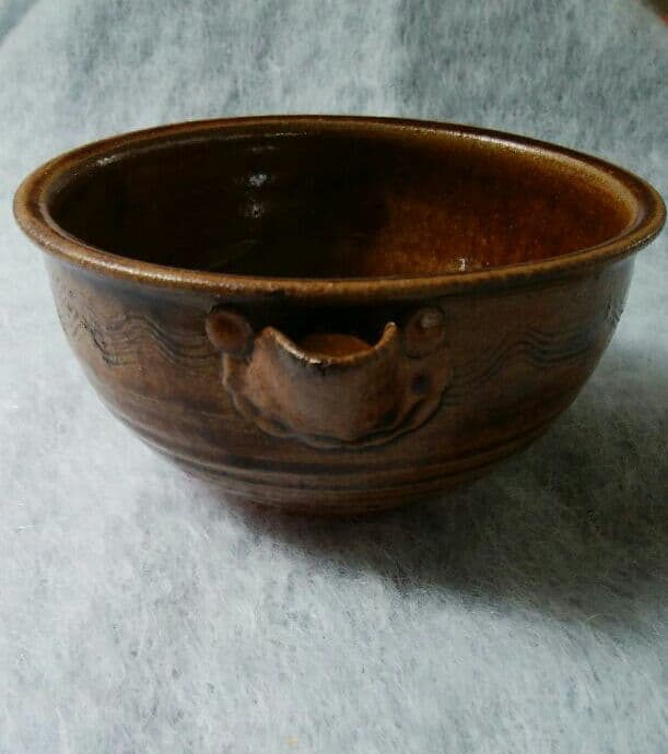 中里嘉孝　唐津飴釉金彩　片口酒器　魁