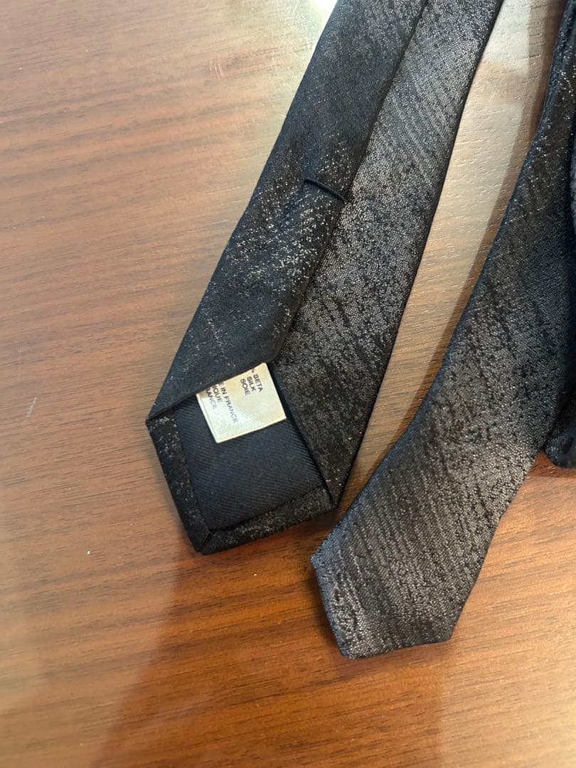 サンローラン　ナロータイ　ネクタイ　美品　ブラック　グレー