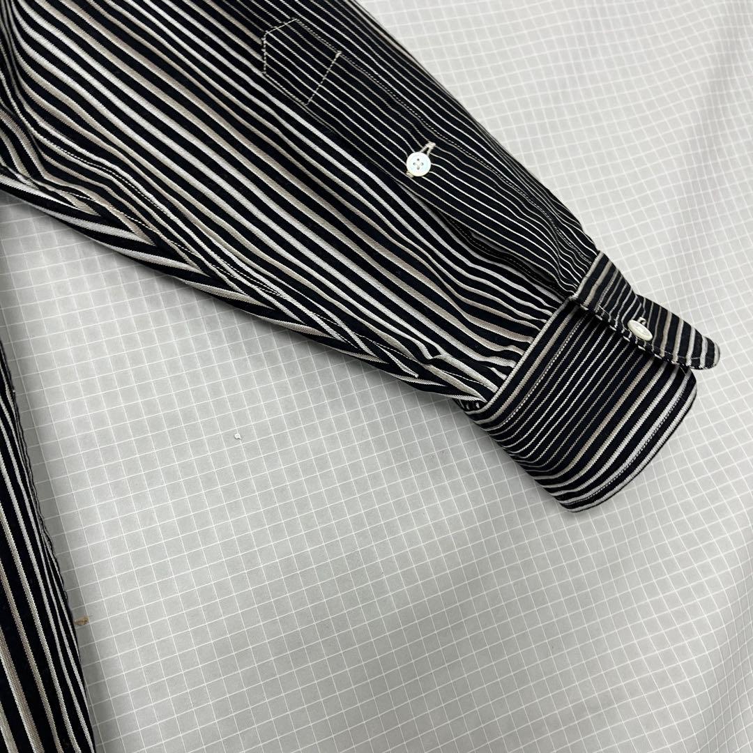 【美品】小倉縞縞 小倉織 ボタンダウンシャツ Monochrome Cubic