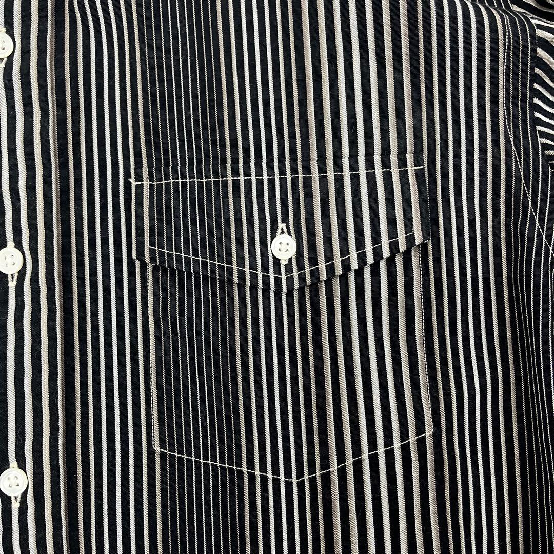 【美品】小倉縞縞 小倉織 ボタンダウンシャツ Monochrome Cubic