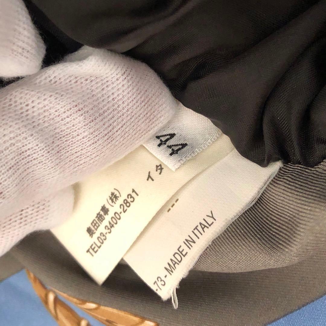 HERNO ヘルノ ステンカラーコート L 黒 シルク混 裏地スカーフ柄 比翼