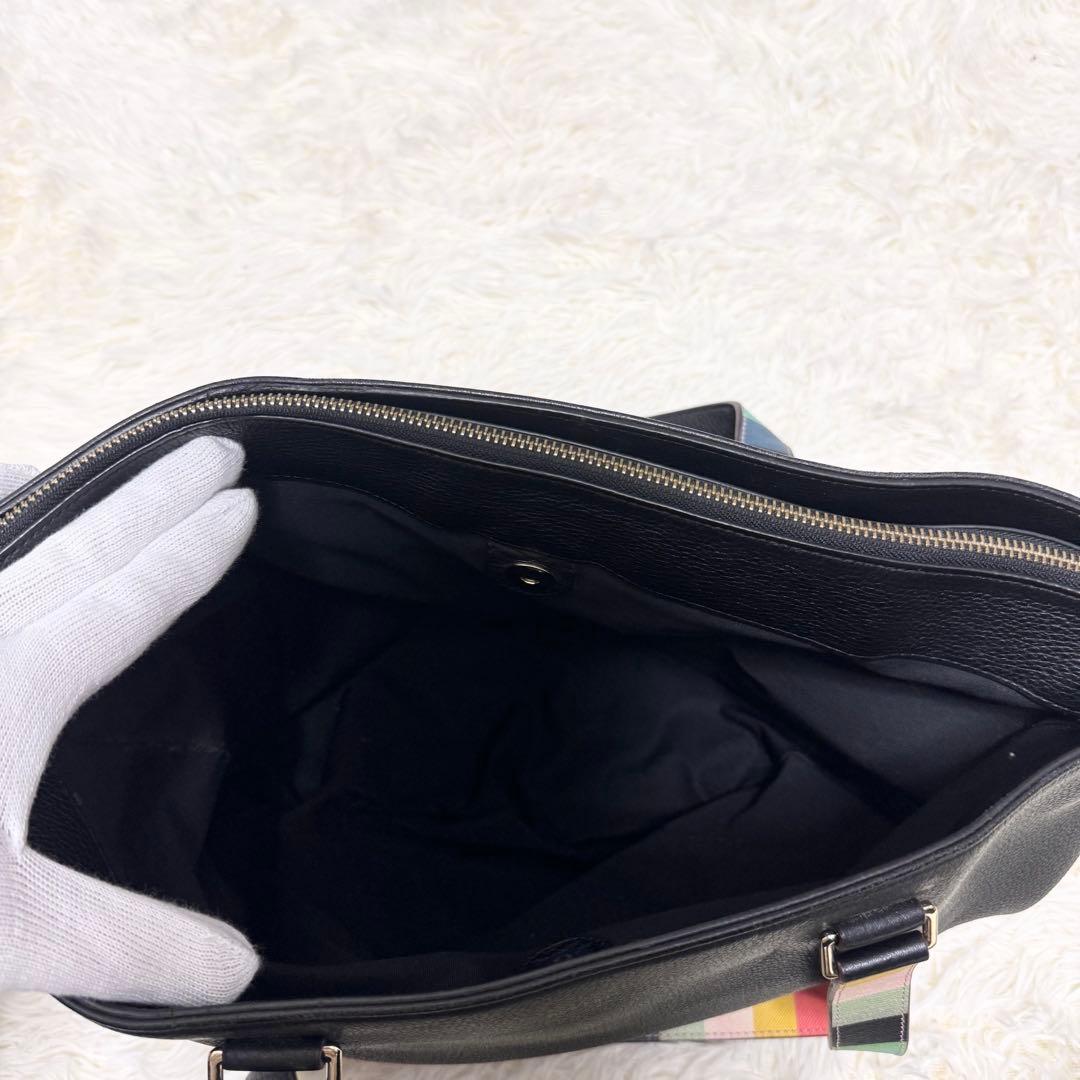 ✨美品✨ポールスミス トートバッグ シボ革 マルチストライプ A4可 肩掛け 黒