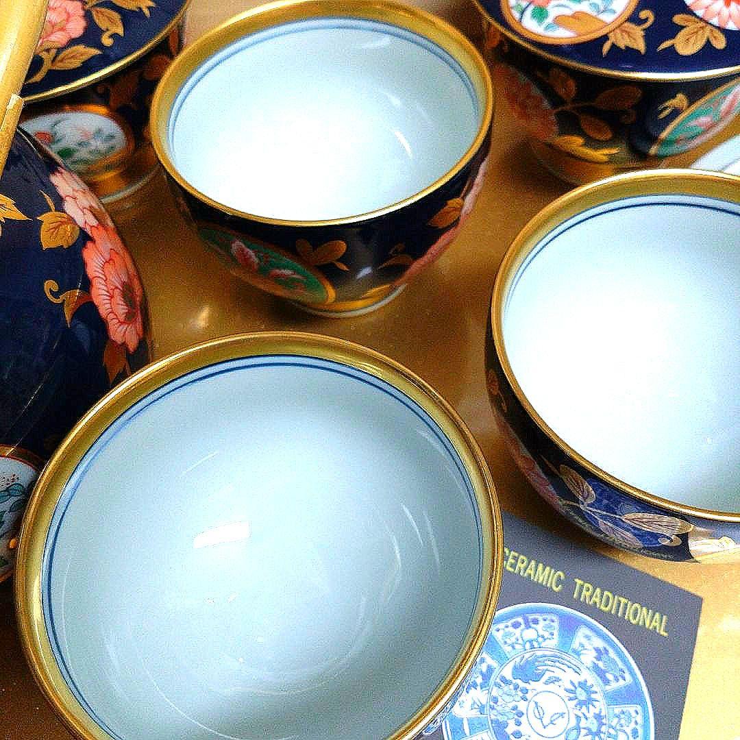 【超美品】新品未使用　箱もキレイ　有田焼 　清右衛門　古伊万里金彩　蓋付茶器揃