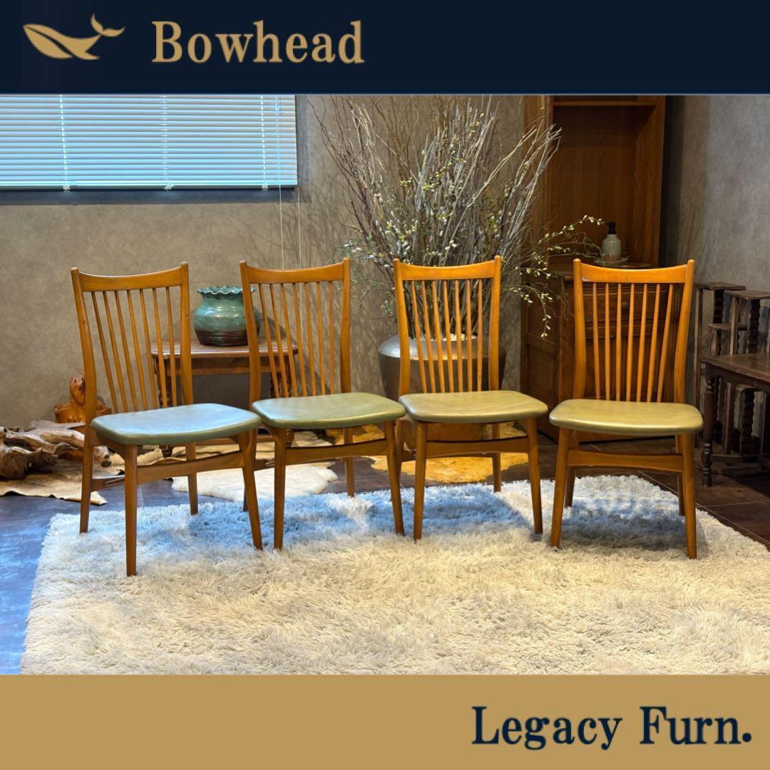 レトロ　飛騨産業 キツツキマーク ビンテージ　スポークチェア　4脚セット　Sn