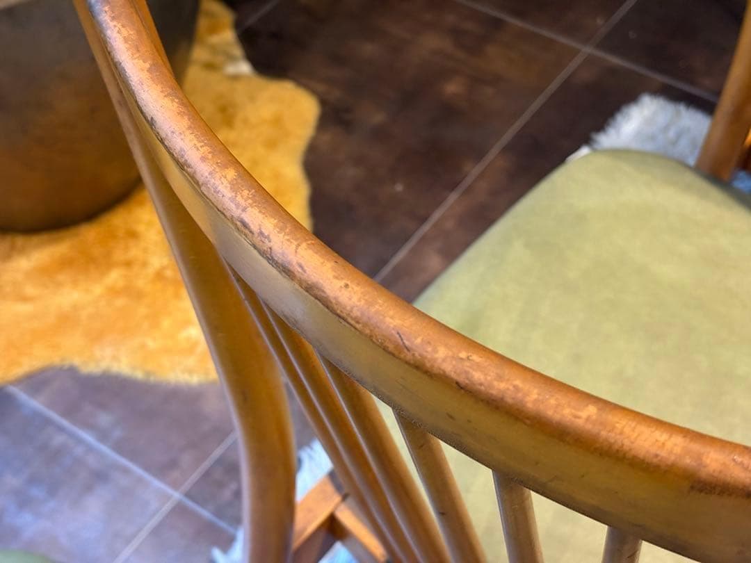 レトロ　飛騨産業 キツツキマーク ビンテージ　スポークチェア　4脚セット　Sn