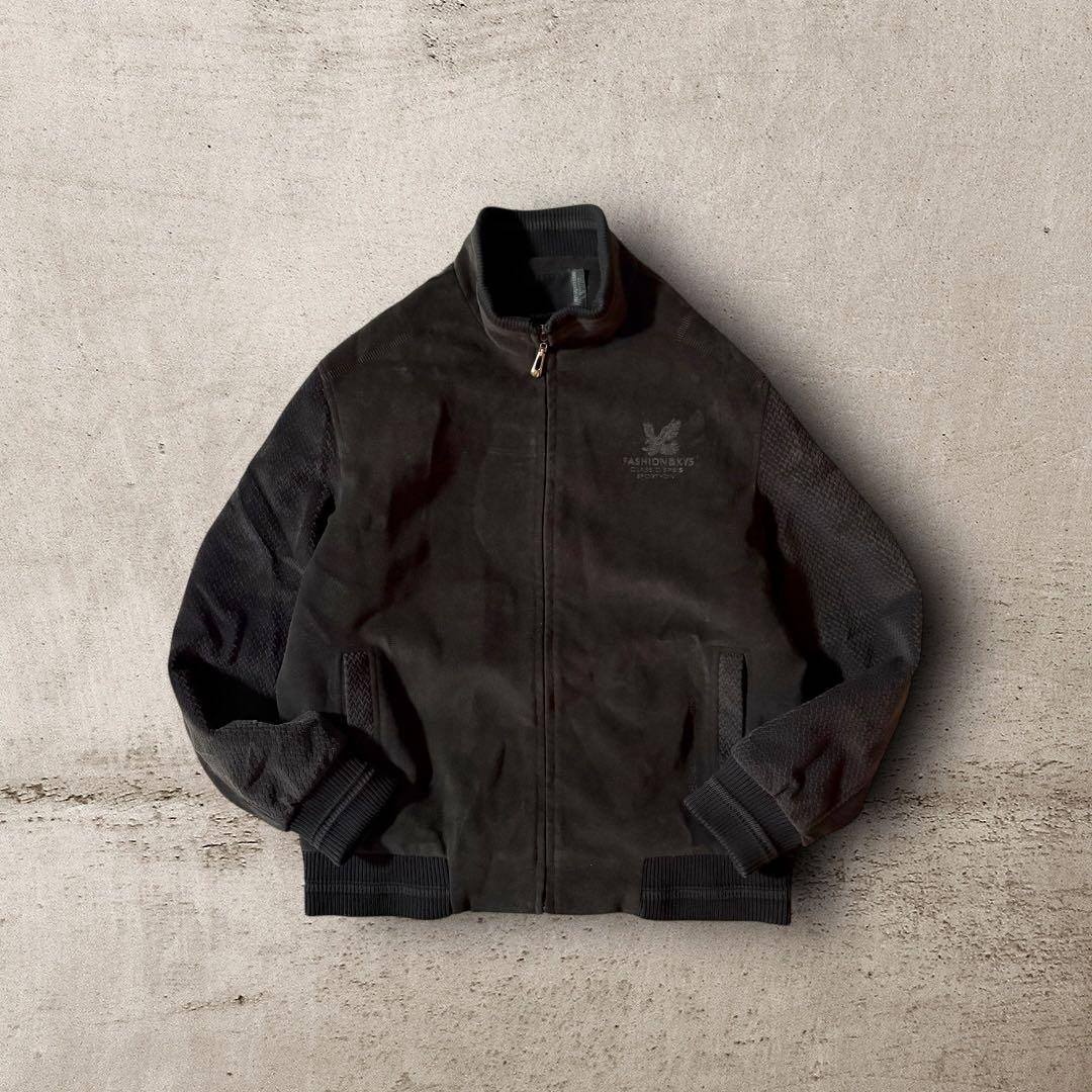 vintage起毛スタンドカラージャケット希少デザインウール調CBOYブラックL