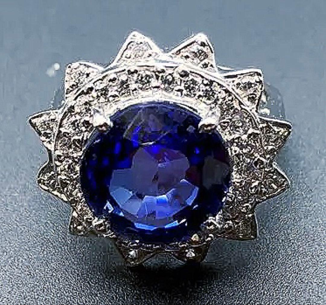 スリランカ産 コーンフラワーブルーサファイア6.8ct SV 925リング 指輪