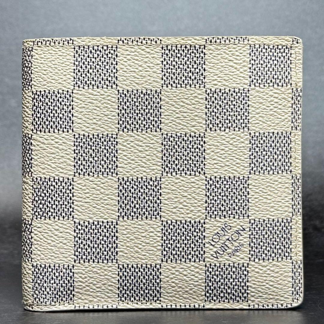 超美品 最高峰 ルイヴィトン ダミエアズール ポルトフォイユマルコ 二つ折り財布