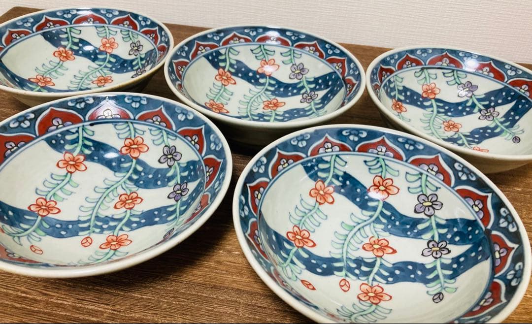 佐藤走波（六代）染錦花文　深鉢　5枚