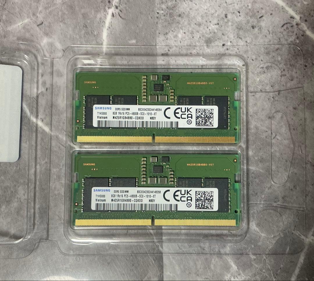 使用時間少 PC5 16GB SAMSUNG メモリー DDR5 8GBx2枚