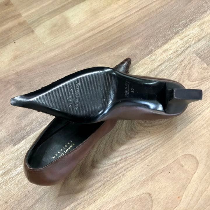 mikke 伊製パンプス ブラウンパイソンコンビサイズ23.5cm