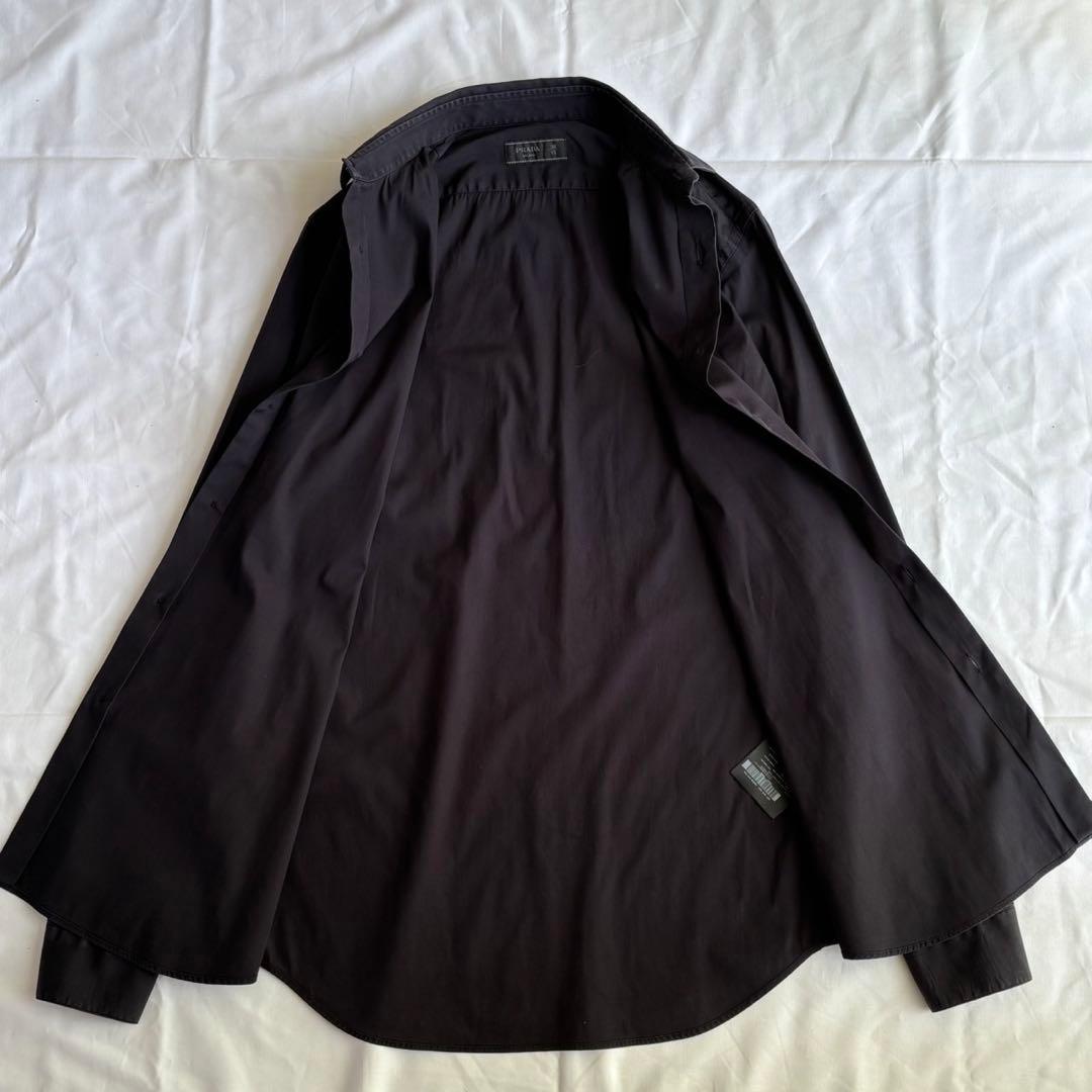 PRADA プラダ イタリア製 長袖 シャツ 38 ネイビーストレッチ メンズ