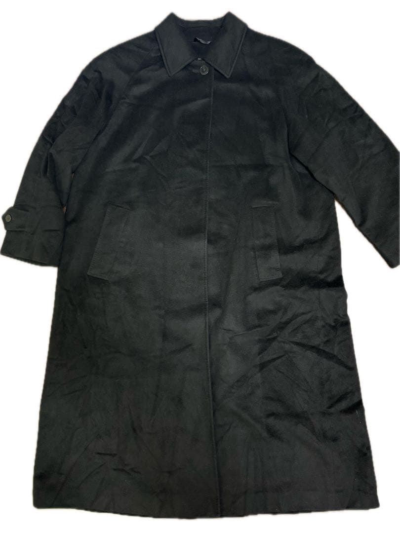 Aquascutumステンカラーコート 黒 およそメンズXL カシミヤ100%