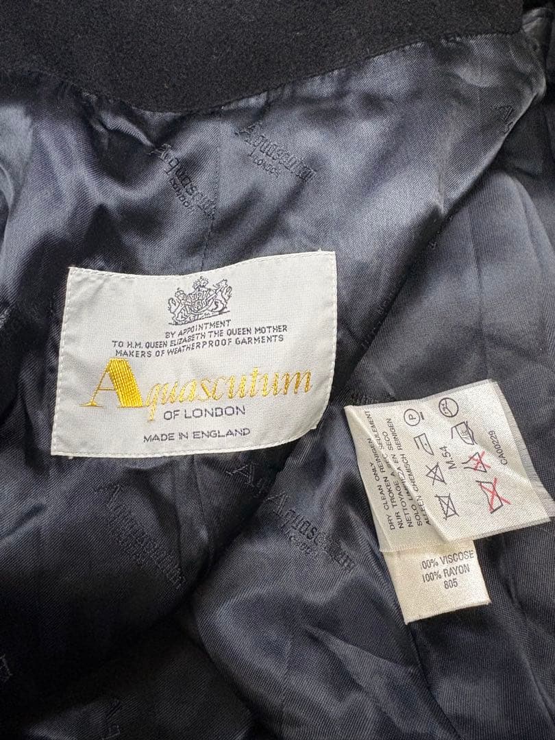 Aquascutumステンカラーコート 黒 およそメンズXL カシミヤ100%