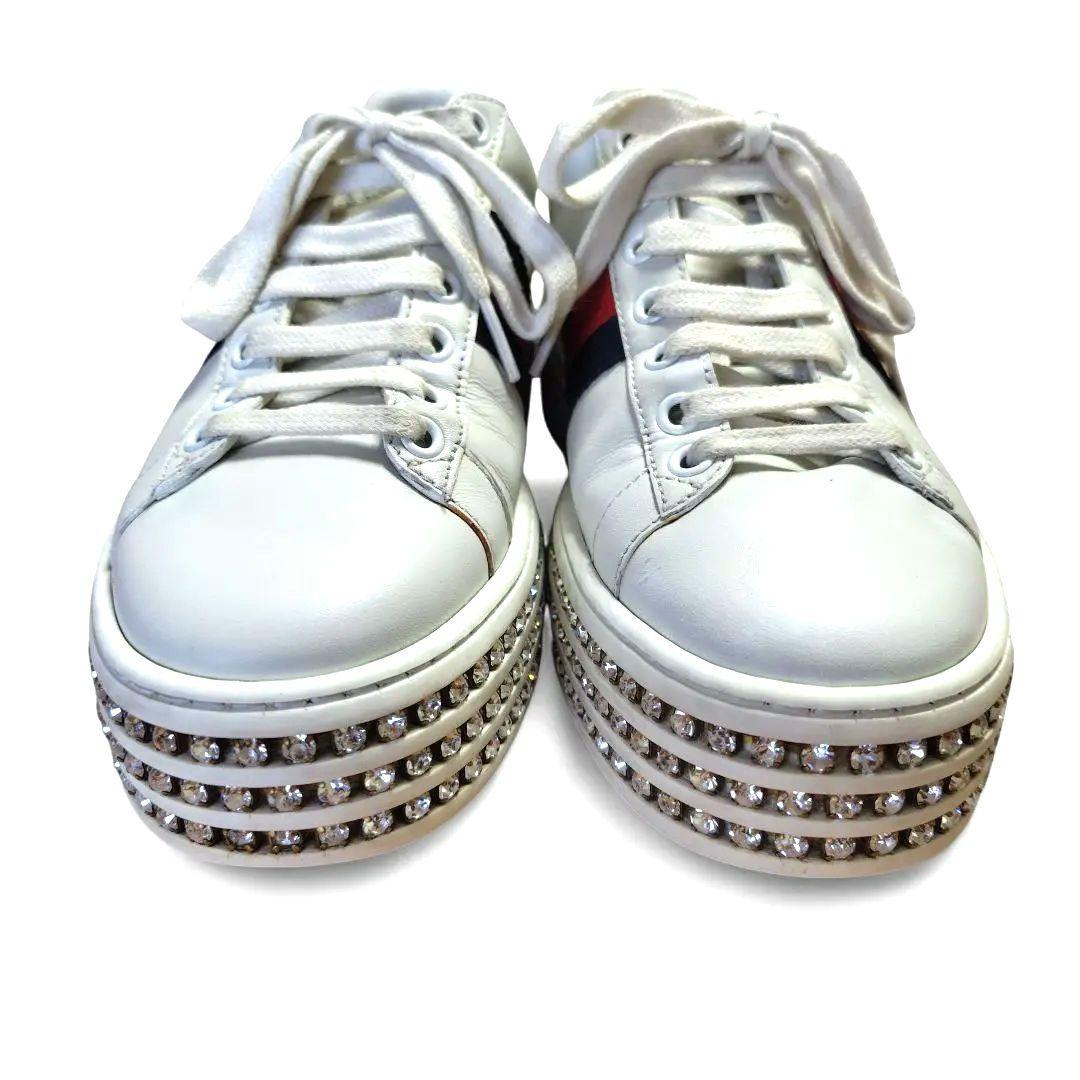ケロッピーGUCCI グッチ エース クリスタルシェリースニーカー22.5