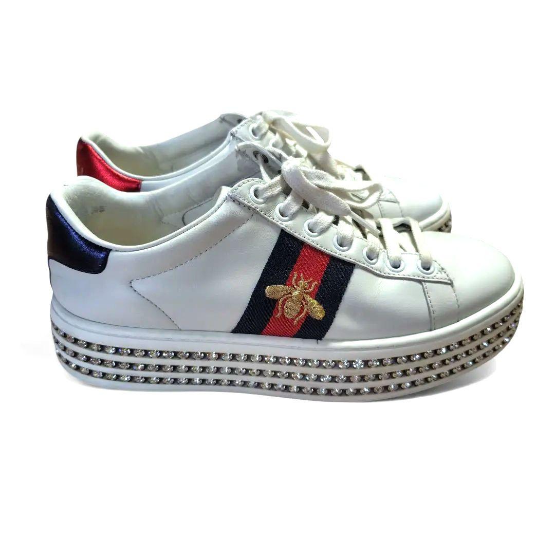 ケロッピーGUCCI グッチ エース クリスタルシェリースニーカー22.5