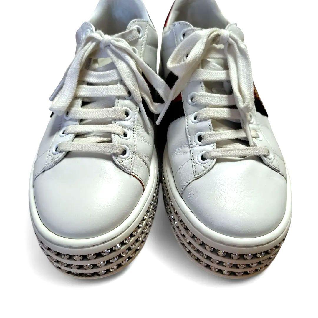 ケロッピーGUCCI グッチ エース クリスタルシェリースニーカー22.5