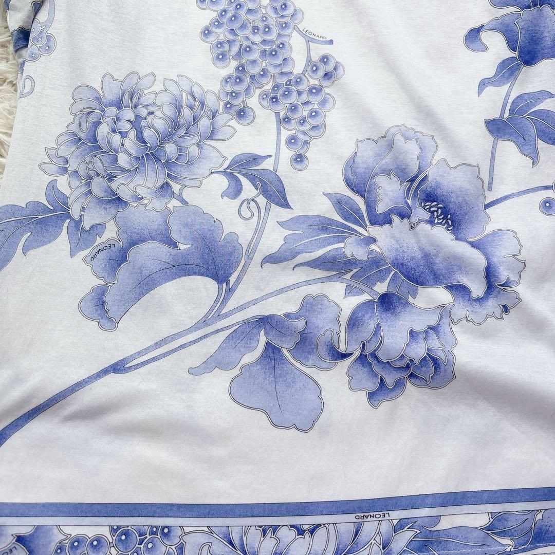 極美品✨レオナール 半袖シャツ カットソー トップス トリム 花柄 L