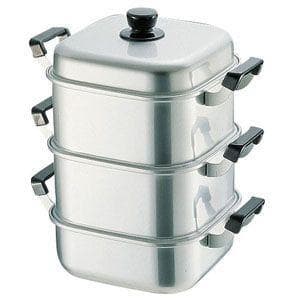 アカオ　アルミ　角型蒸器　36cm　二重　蒸し器　⑴