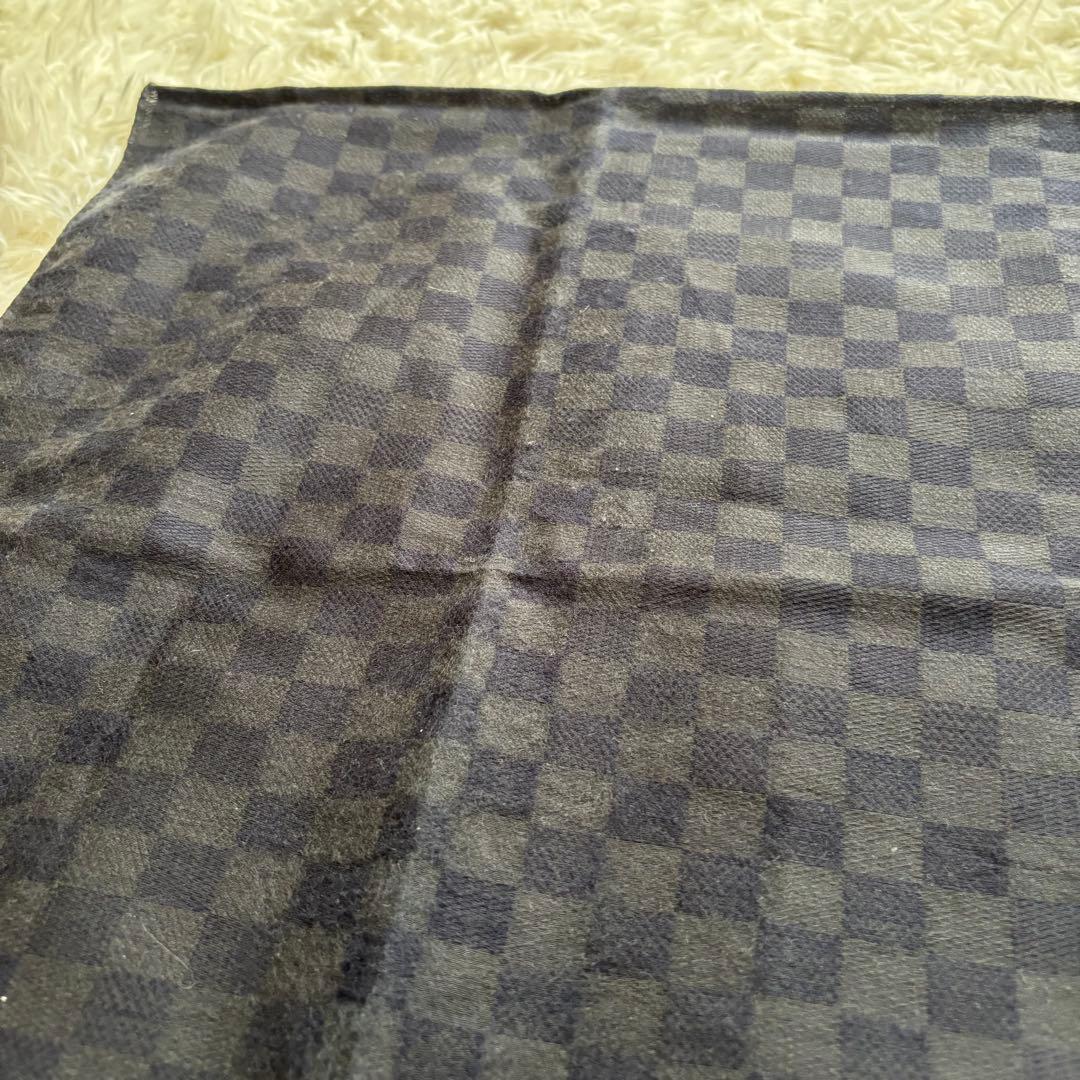 ルイヴィトン ダミエ カシミヤ×シルク　ストール マフラー　ブラック系