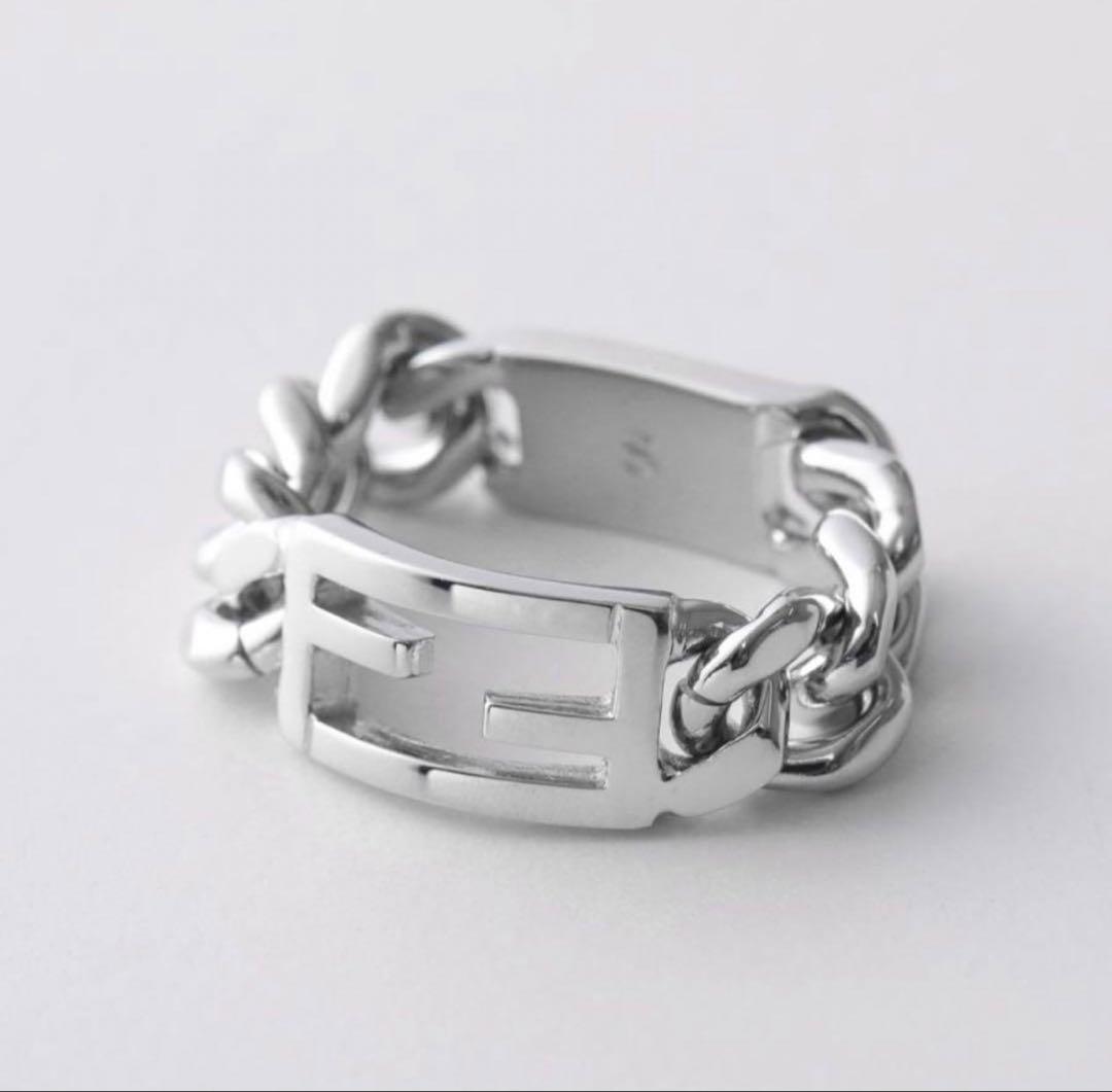 FENDI フェンディ チェーンリング バゲット FFシルバー ロゴSsize