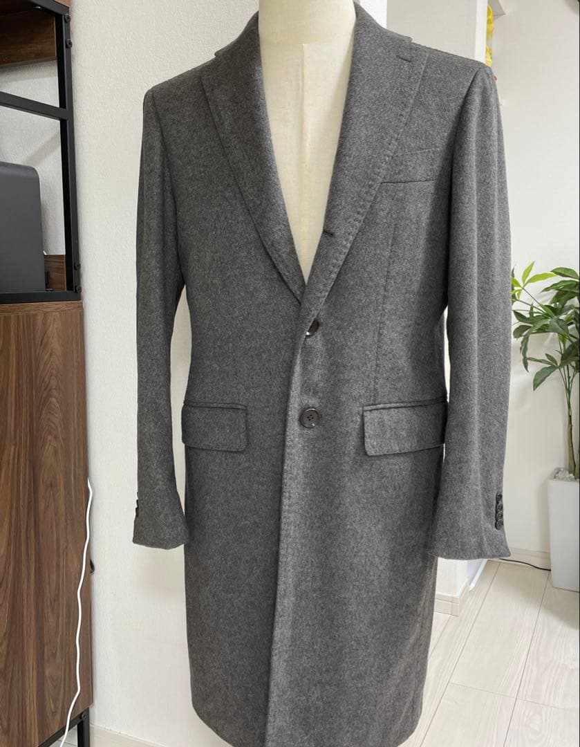 RING JACKET カシミヤ100% グレー チェスターコート 46