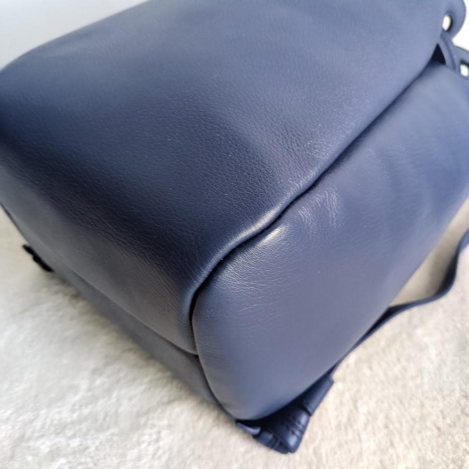 極美品　現行　ヒロフ　リュック　ロシェ　希少　巾着　レザー　ネイビー