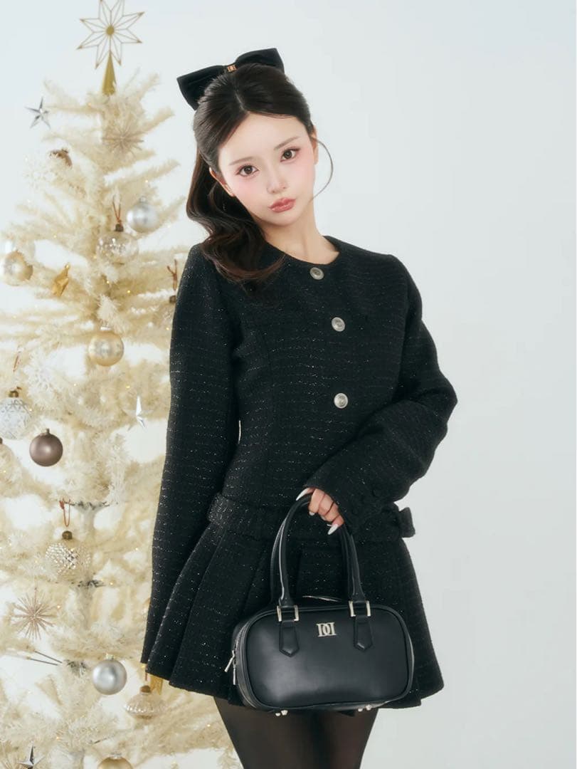 ボックスプリーツツイードミニワンピース