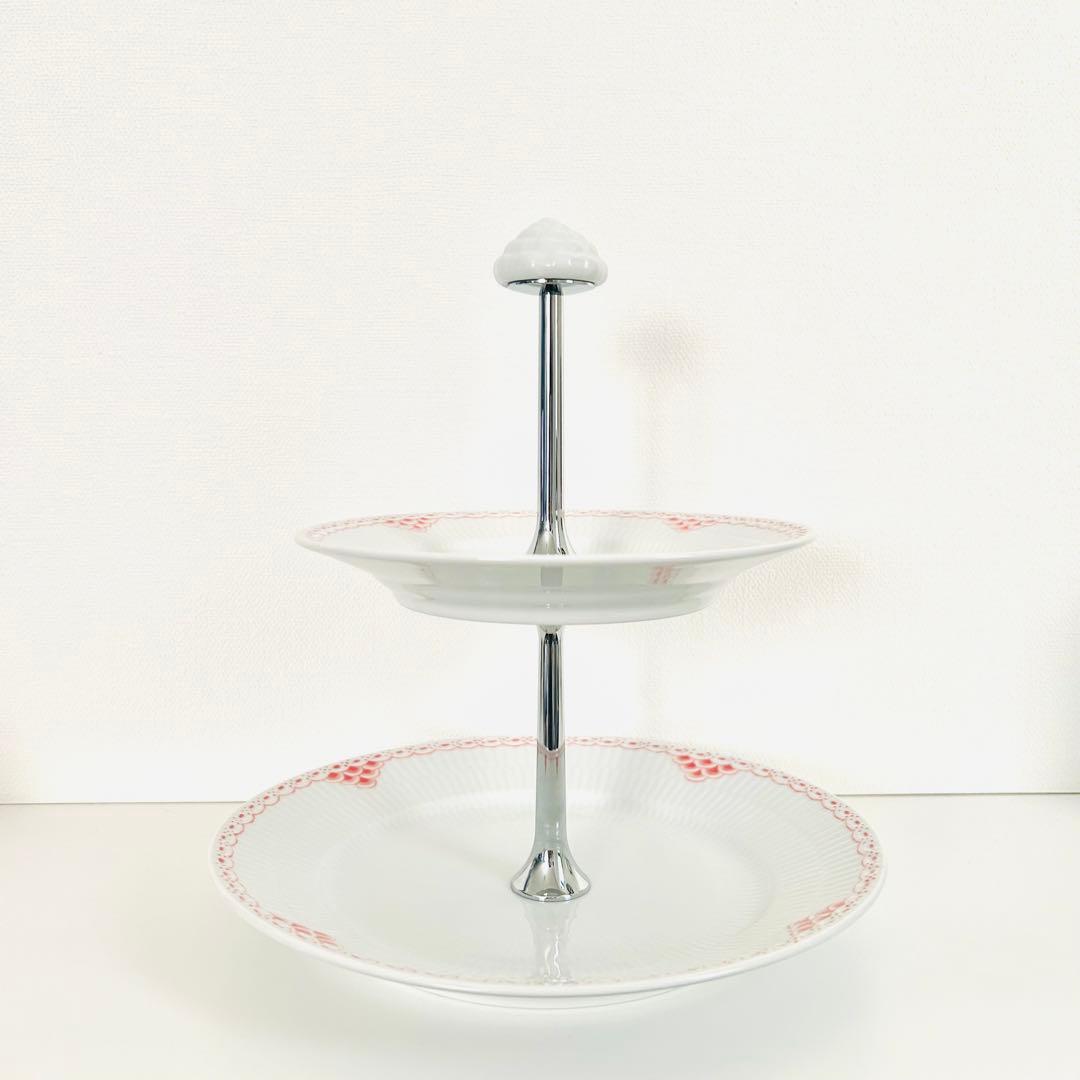 新品 ロイヤルコペンハーゲン コーラル ケーキスタンド でザードスタンド ２段