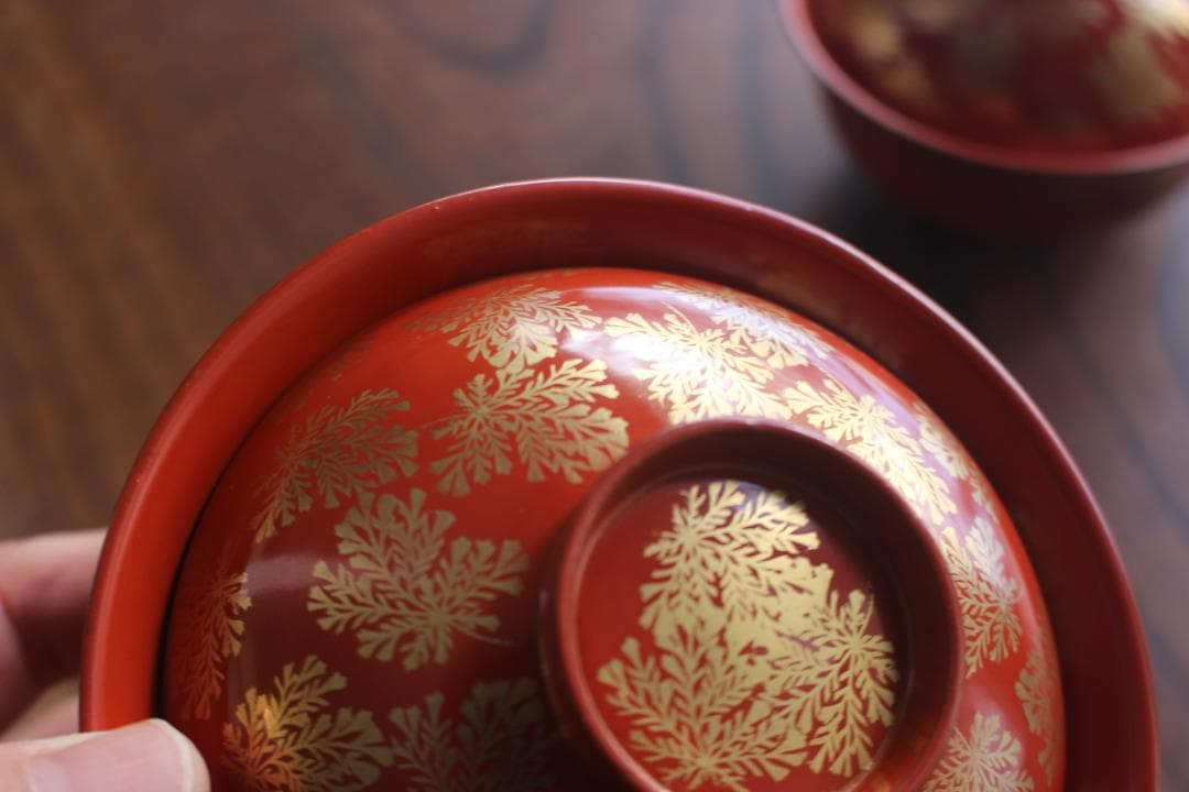 時代逸品！上質朱漆に極上信夫蒔絵の映えるお椀2点（検輪島塗懐石椀蒔絵椀