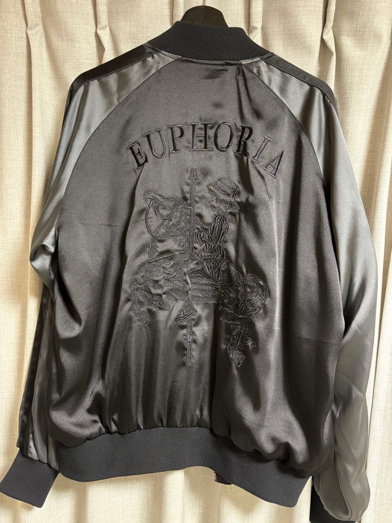 ADAM ET ROPÉ スカジャンEUPHORIA刺繍 ブラック×グレー M