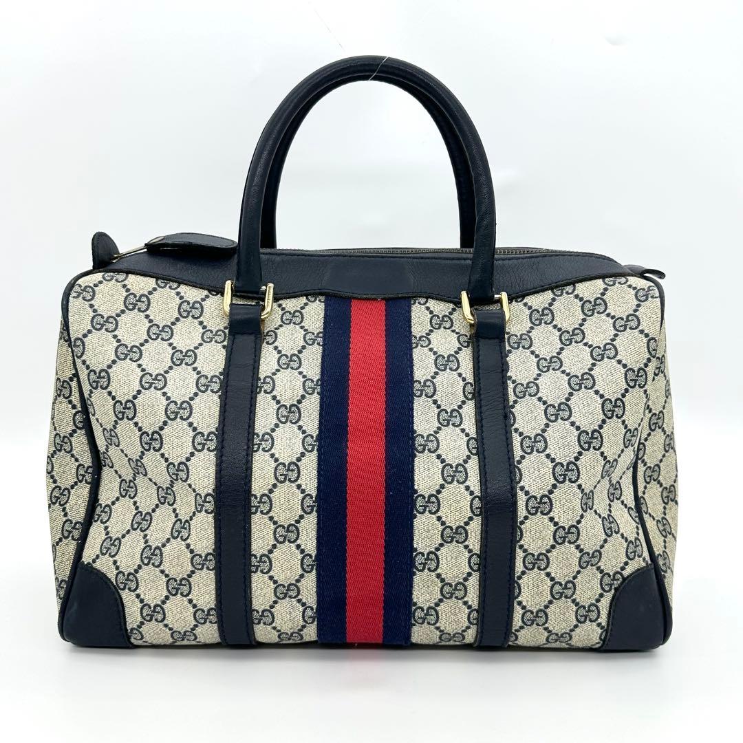 GUCCI グッチ ボストンバッグ GG PVC ネイビー シェリーライン