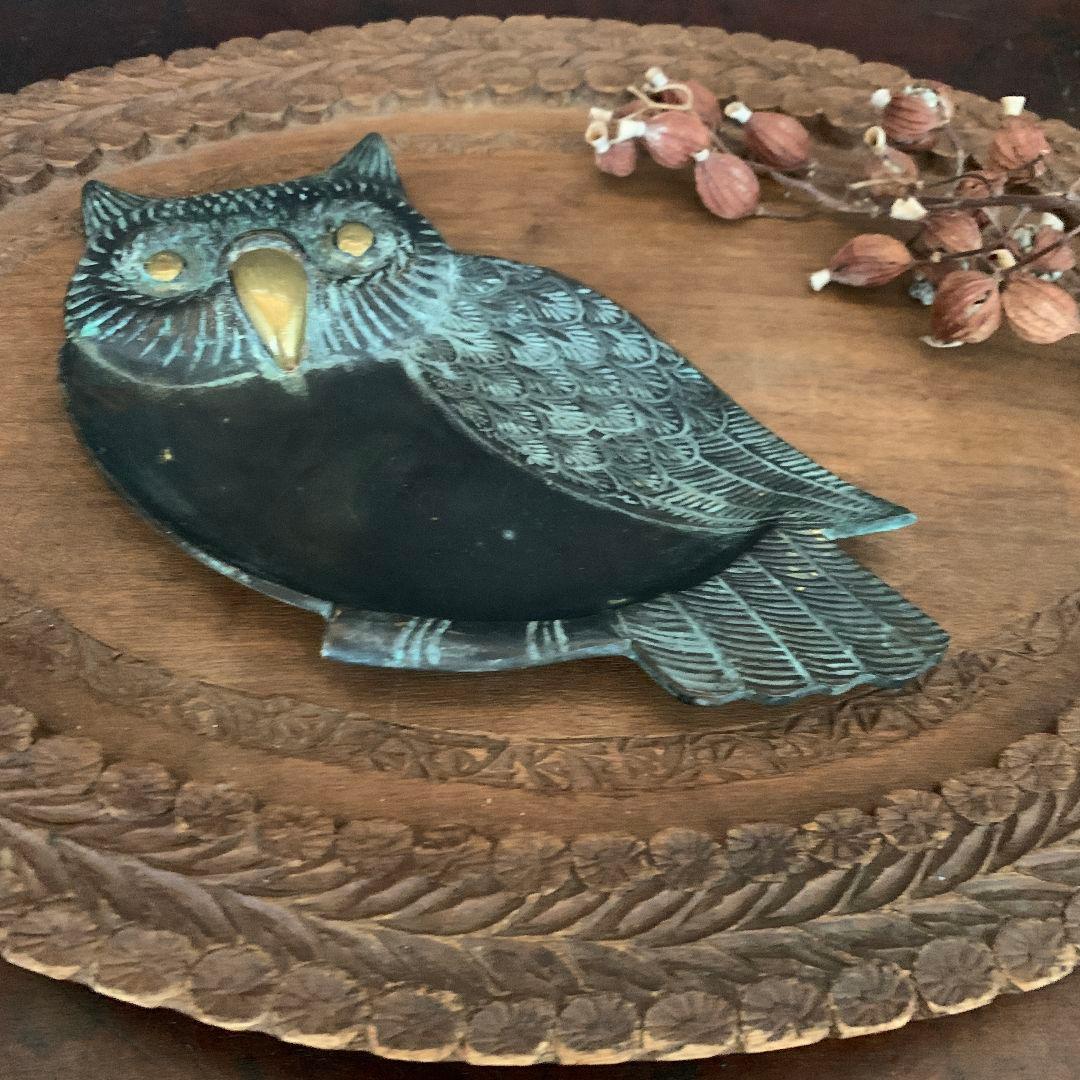 フランス　ふくろうトレイ　 アクセサリー　小物入れ アッシュトレイ　17cm