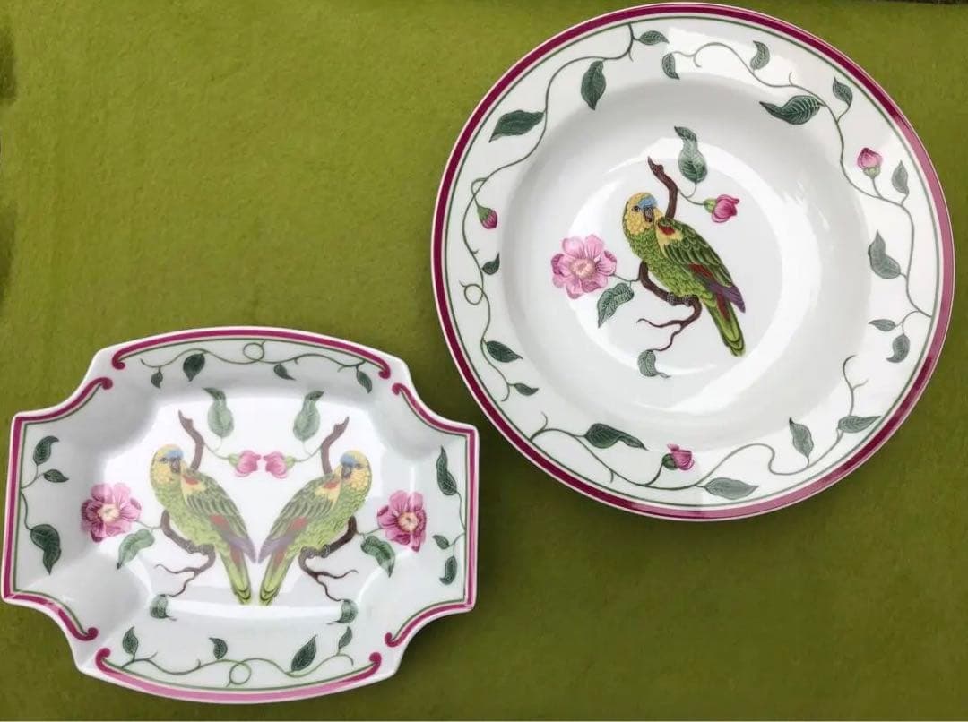 未使用リンチェイス　パロッツオブパラダイス　プレートセット　鳥　オウム　スープ皿