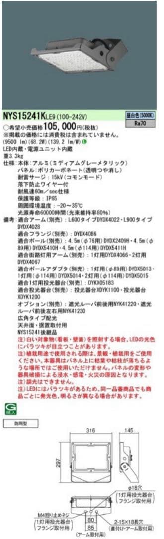 週末セール‼️新品未開封パナソニックLED投光器 NYS15241KLE9