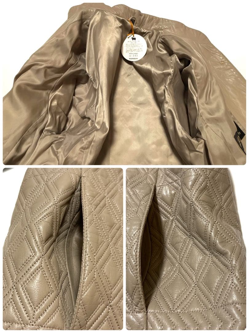 【未使用 タグ付き】 Pantina レザージャケット L相当 ベージュ