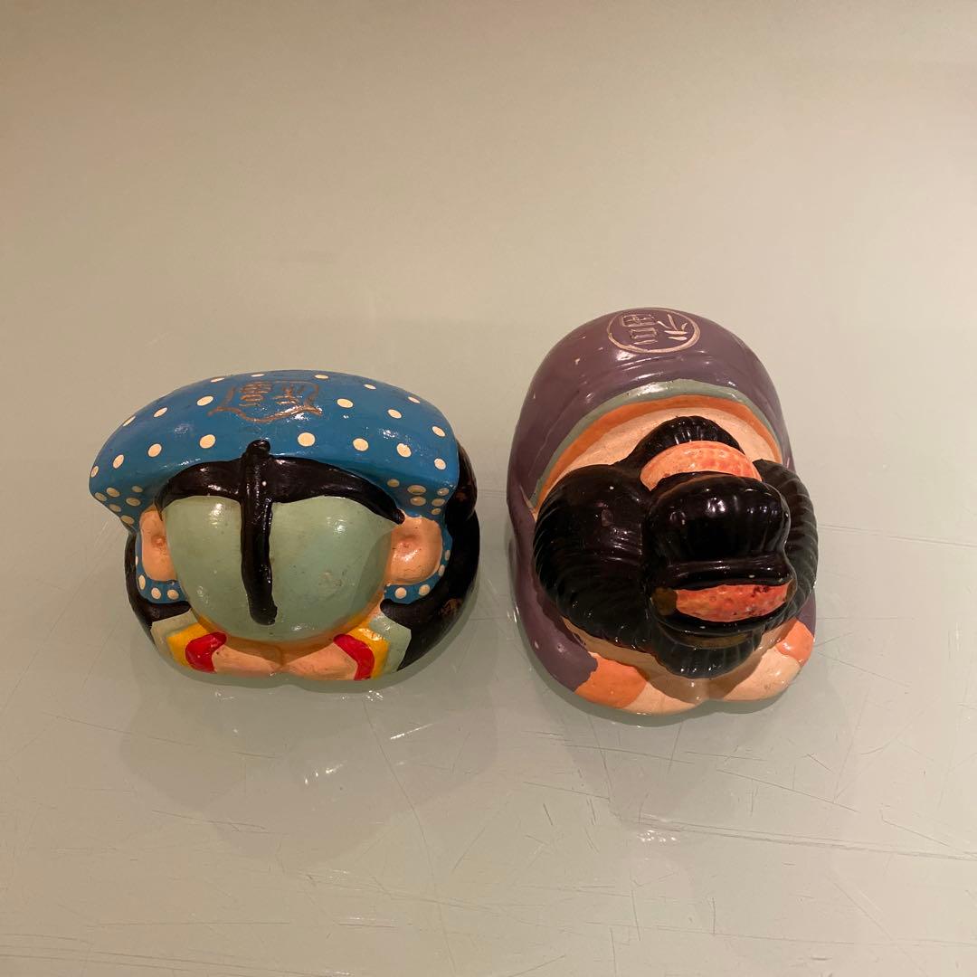 【人間国宝さん】 福を象徴する陶器製置物 2点セット